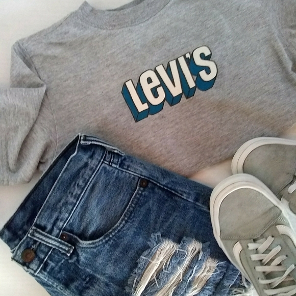 Levi's Blue & White Logo Crop Top - Picture 7 of 7